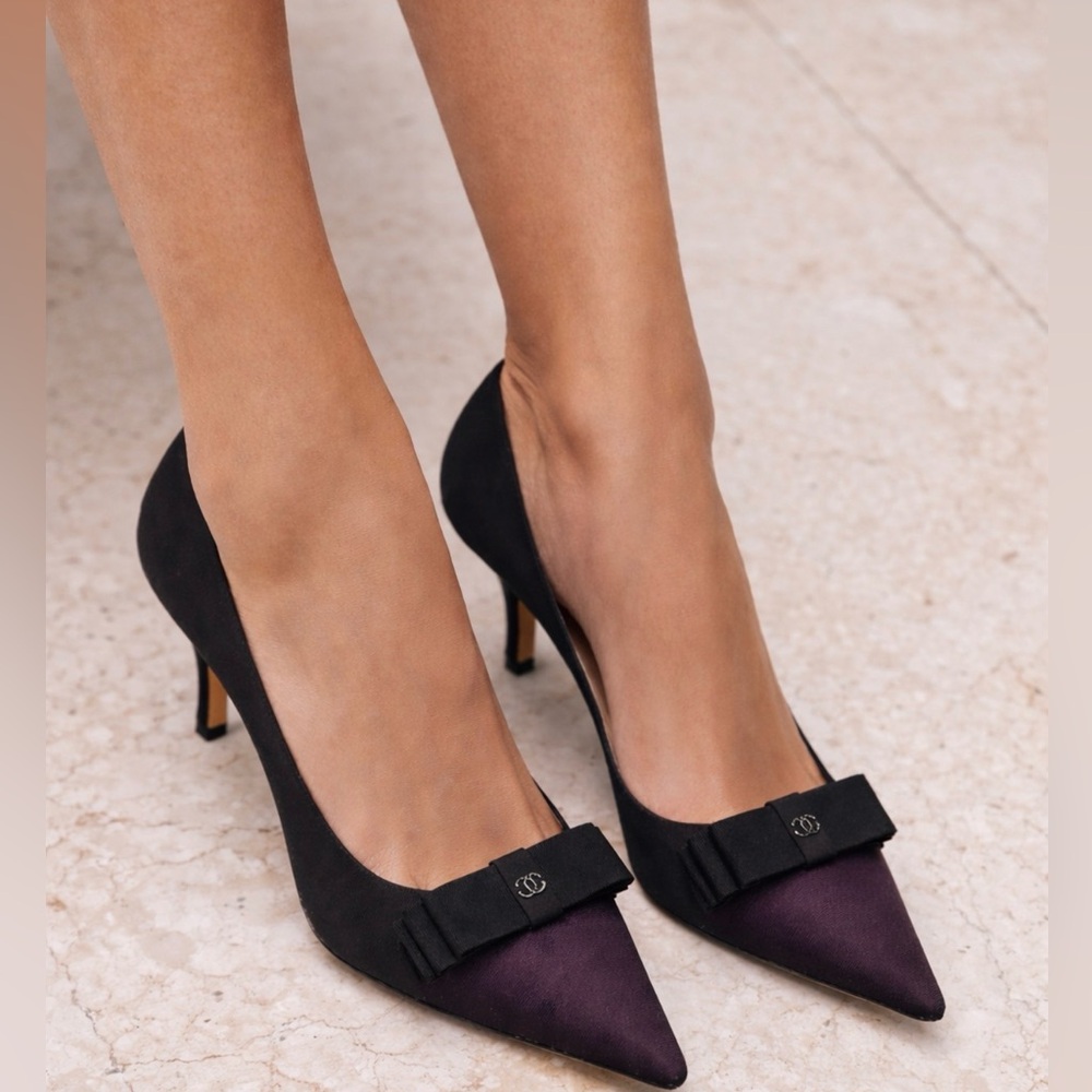 CHANEL Black and Purple Heels 38.5 8 $1650